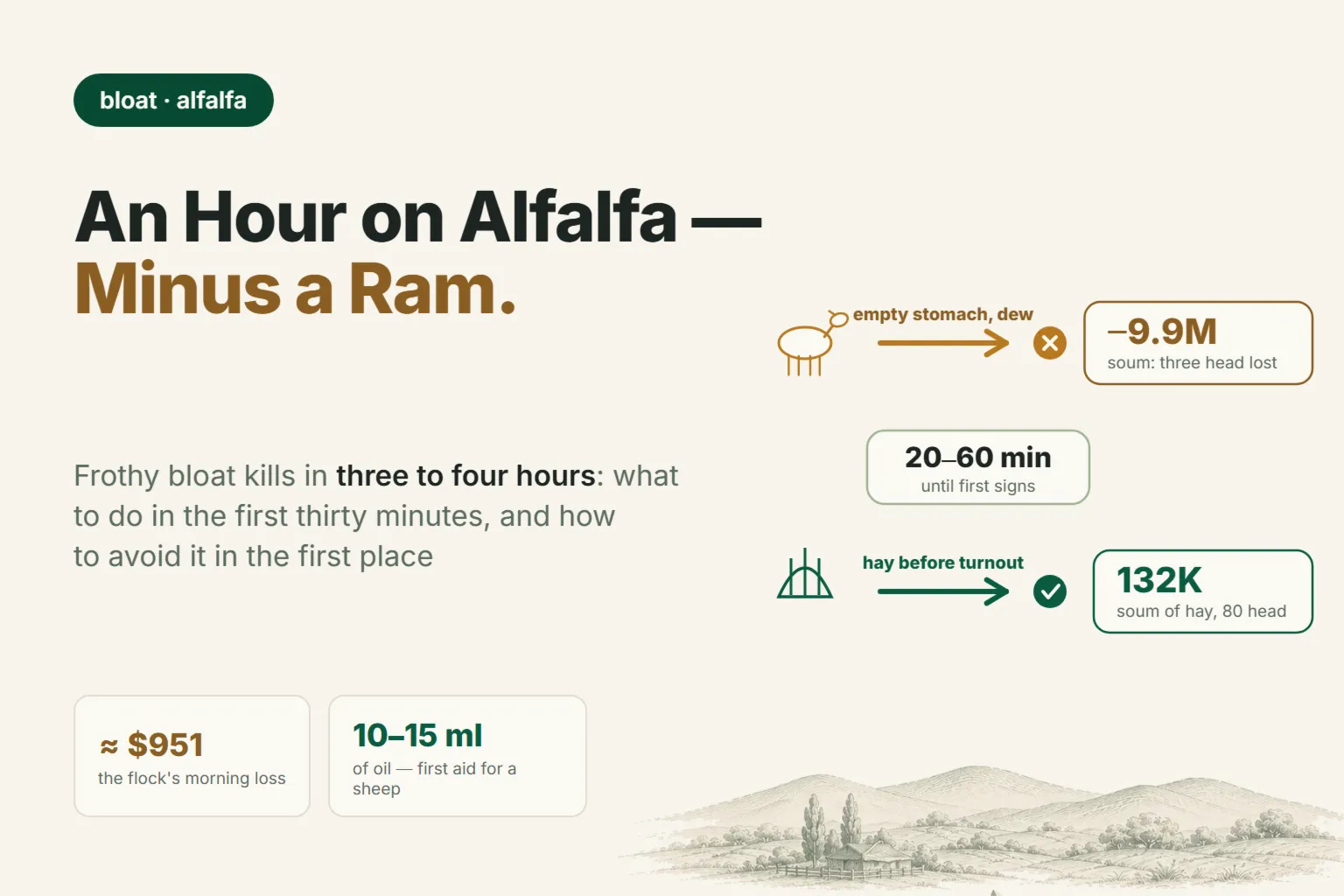 Bloat in Sheep: Why Rams Bloat on Alfalfa, and What to Do in the First 30 Minutes