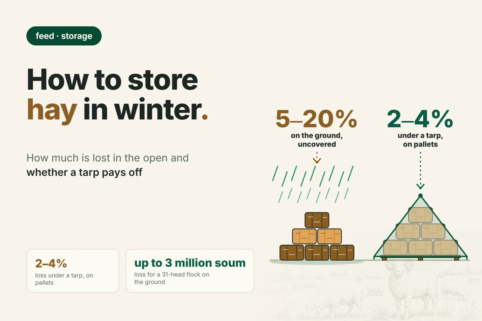 How to Store Hay in Winter: How Much You Lose in the Open and Whether a Tarp Pays Off