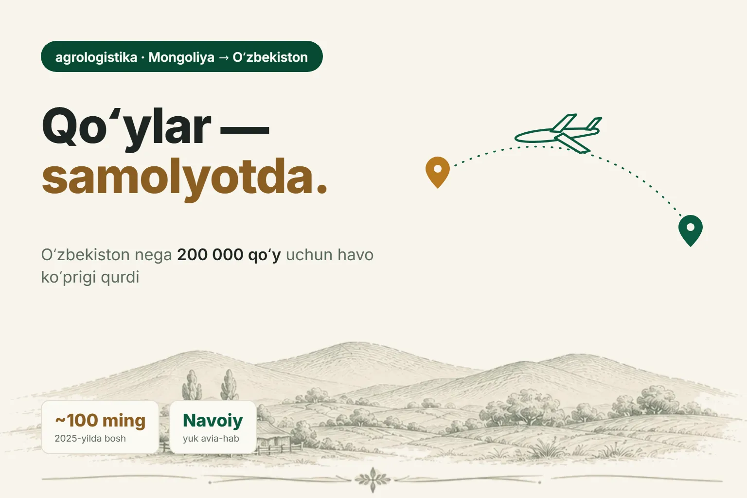 Nega Oʻzbekiston Mongoliyadan 200 ming qoʻyni samolyotda tashimoqda