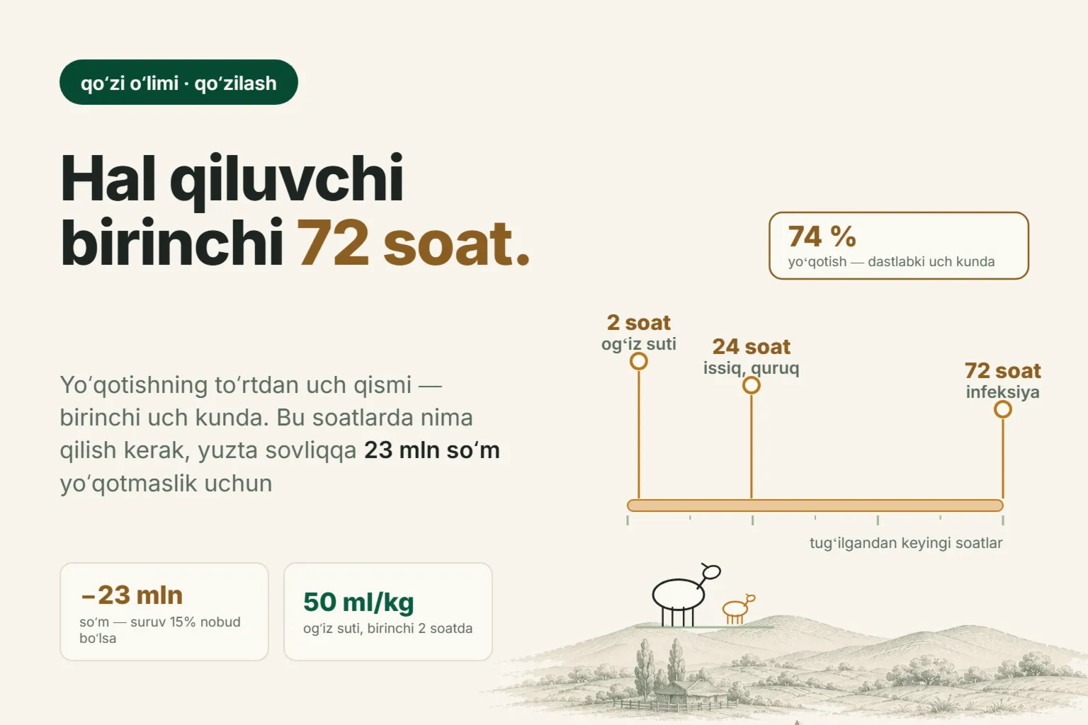 Qoʻzilar nega nobud boʻladi: sovuq, ogʻiz suti va qoʻzilashdan keyingi birinchi 72 soat