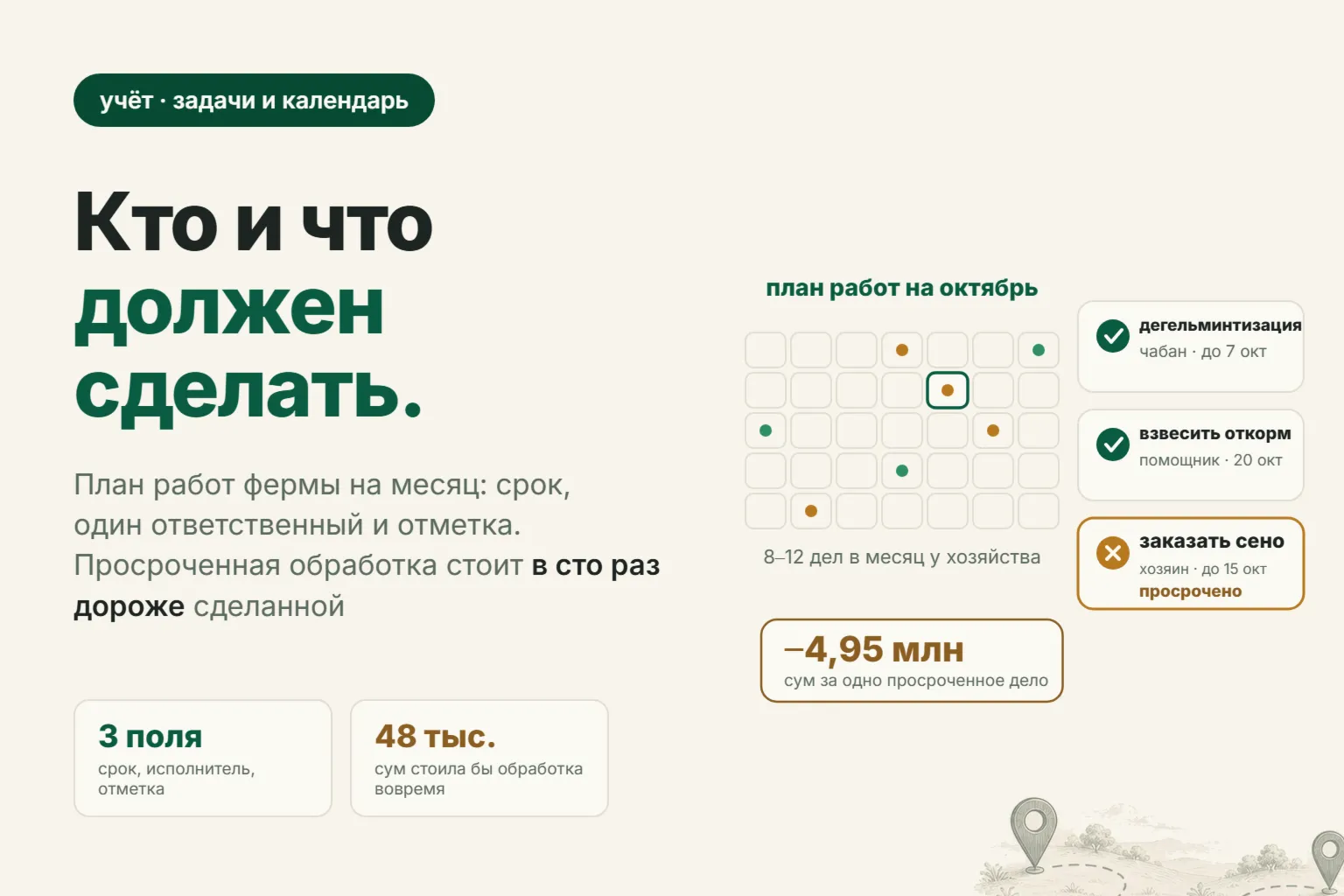 План работ на ферме на месяц: как раздать задачи чабану и проверить, что сделано
