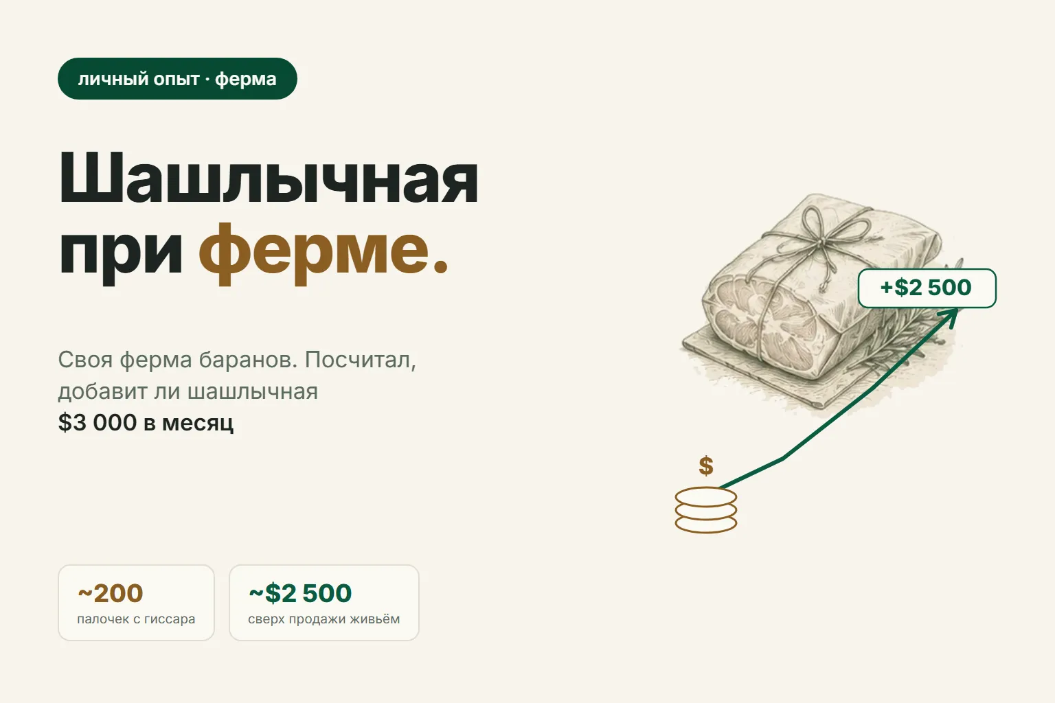 Шашлычная при своей ферме: считаю, выйдет ли $3 000 в месяц