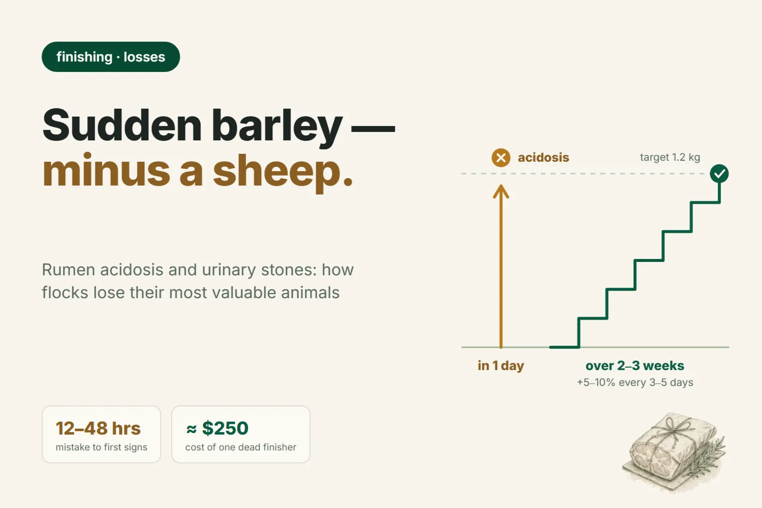Why Sheep Die on Grain Finishing: Rumen Acidosis and Urolithiasis