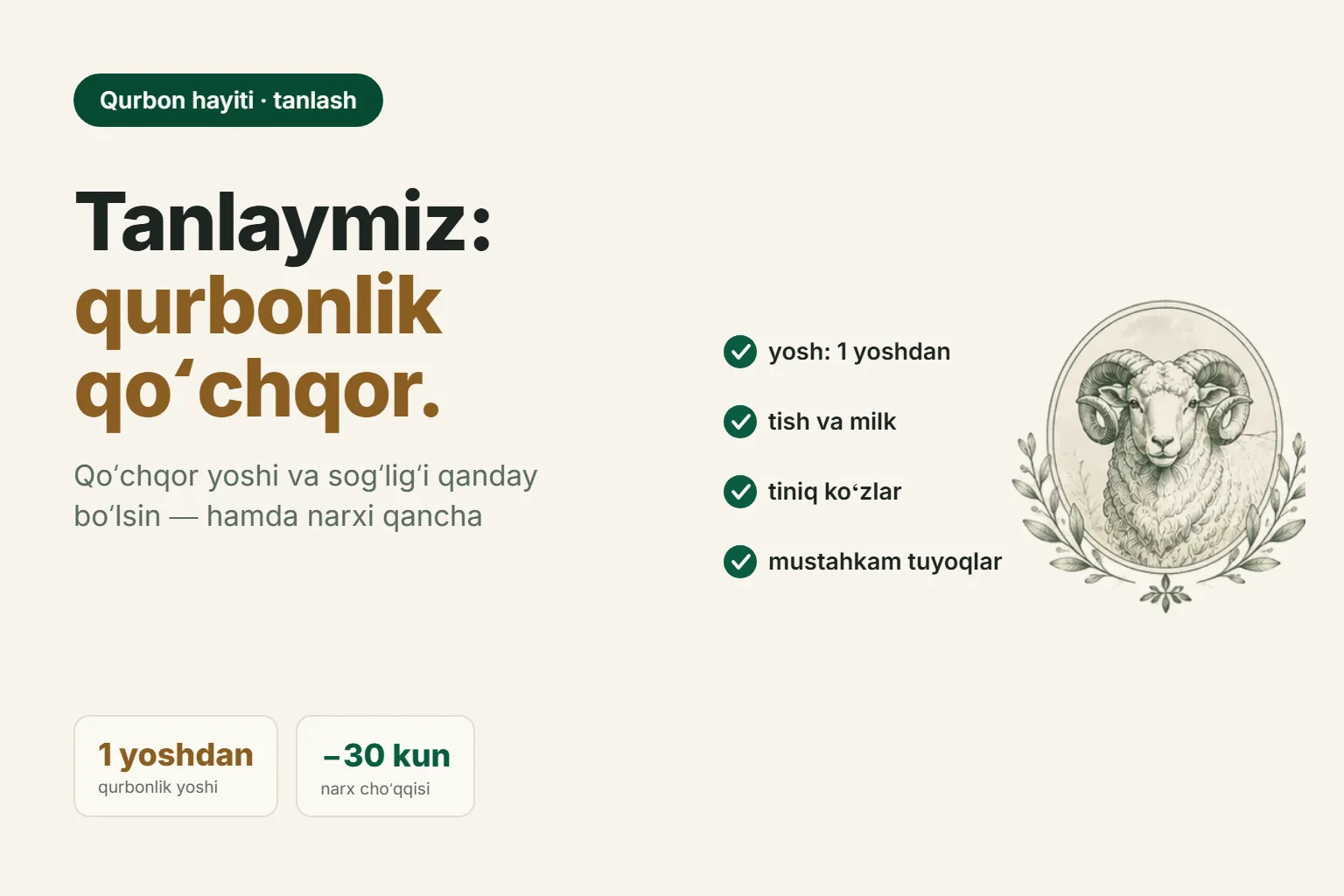 Qurbon hayit uchun qo'y: sog'lom hayvonni qanday tanlash va narxi qancha